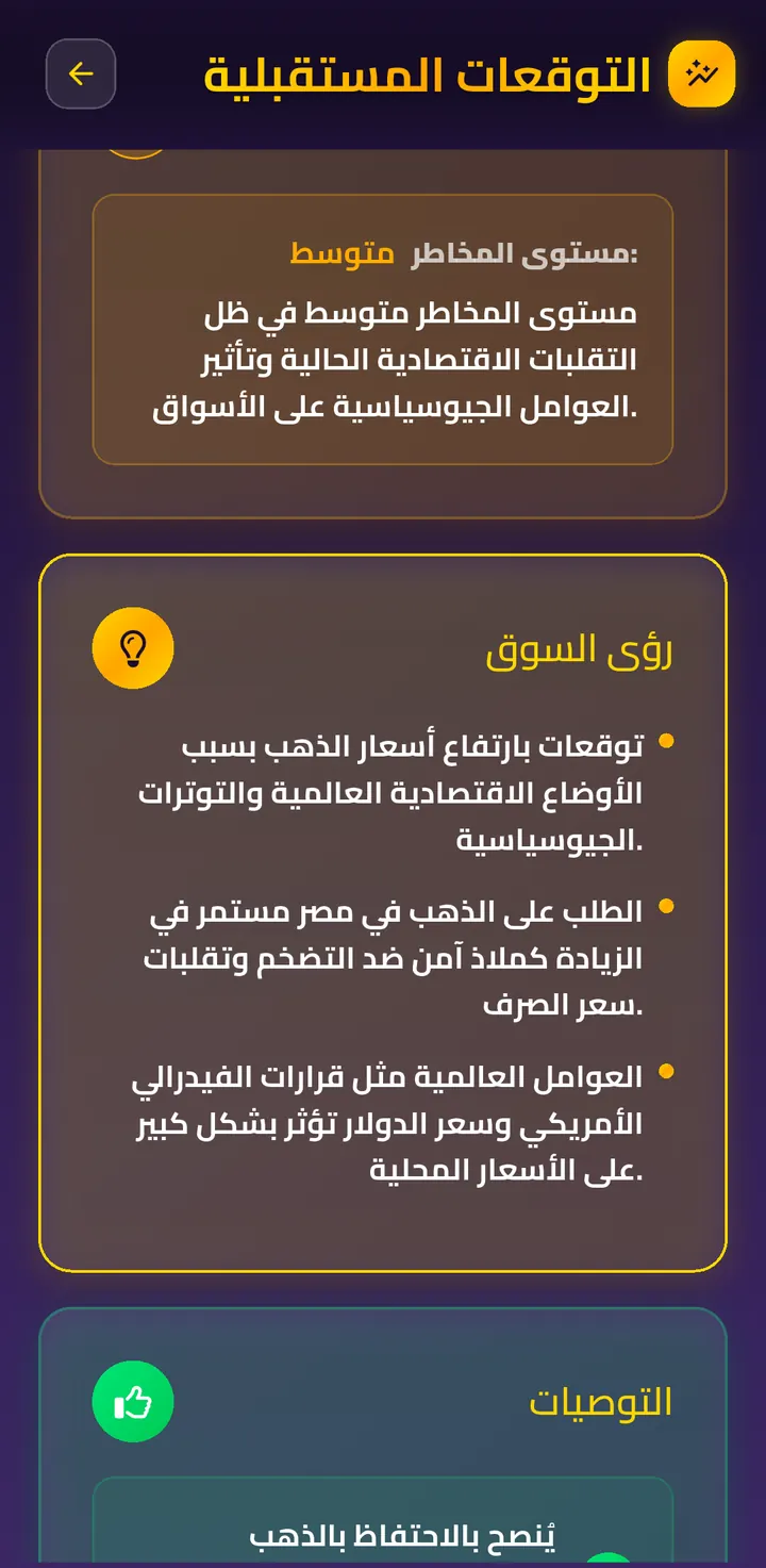 شاشة تحليل السوق في كفّة